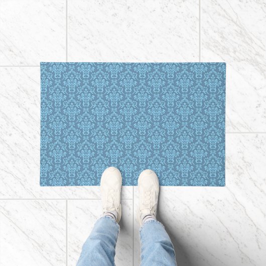 Blauw damastpatroon deurmat (Binnen)