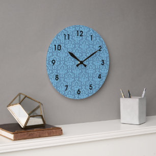 Blauw damastpatroon grote klok
