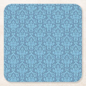 Blauw damastpatroon kartonnen onderzetters (Voorkant)