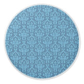 Blauw damastpatroon keramische knop (Voorkant)