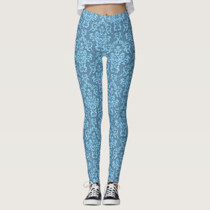 Blauw damastpatroon leggings