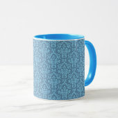 Blauw damastpatroon mok (Voorkant rechts)