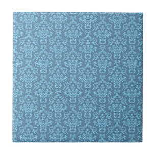 Blauw damastpatroon tegeltje