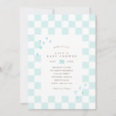 Blauw dambord | Schattige Modern Boy Baby shower Kaart (Voorkant)