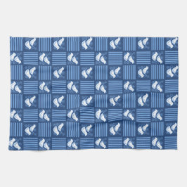 Blauw dambord Turtle Dove Handdoek