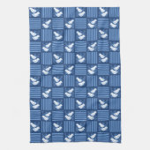 Blauw dambord Turtle Dove Handdoek (Verticaal)