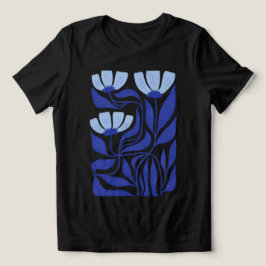 Blauw Dames T‑Shirt met Abstract Bloemenmotief Tri-Blend Shirt