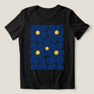 Blauw Dames T-shirt met bloemenprint