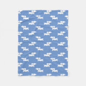 Blauw Dancing Dachshunds Fleece Deken Ontwerp (Voorkant)