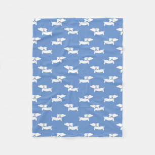 Blauw Dancing Dachshunds Fleece Deken Ontwerp