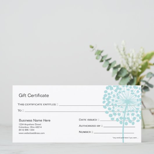 Blauw Dandelion Flower Cadeatontwerp 4 (Staand voorkant)