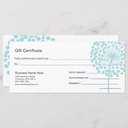 Blauw Dandelion Flower Cadeatontwerp 4 (Voorkant / Achterkant)