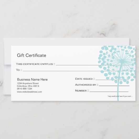 Blauw Dandelion Flower Cadeatontwerp 4 (Voorkant)