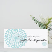Blauw Dandelion Flower Cadeaubon Design 4b (Staand voorkant)