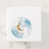 Blauw Dank u aan de maan en de Achterdag Bedankjes Labels (In situ)