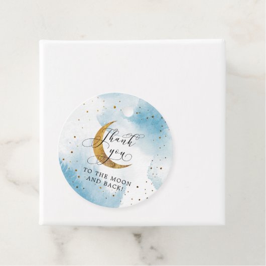 Blauw Dank u aan de maan en de Achterdag Bedankjes Labels (In situ)