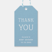 Blauw Dank u Baby shower | minimalistisch nautisch Cadeaulabel (Voorkant)