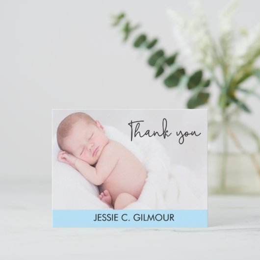 Blauw Dank u de tekst van de Aankondiging van de B Briefkaart (Staand voorkant)