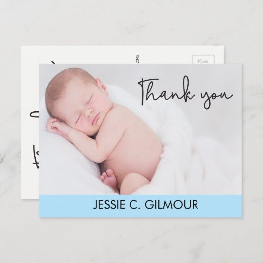 Blauw Dank u de tekst van de Aankondiging van de B Briefkaart (Voorkant / Achterkant)