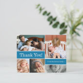 Blauw Dank u en introduceer Tweede Foto's van de b Aankondigingskaart (Staand voorkant)