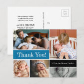 Blauw Dank u en introduceer Tweede Foto's van de b Aankondigingskaart (Voorkant / Achterkant)