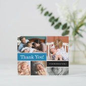 Blauw Dank u en introduceer Tweede Foto's van de b Aankondigingskaart (Staand voorkant)