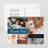 Blauw Dank u introduceert Tweede baby Foto's Aankondigingskaart (Voorkant / Achterkant)