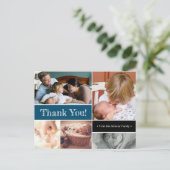 Blauw Dank u introduceert Tweede baby Foto's Aankondigingskaart (Staand voorkant)