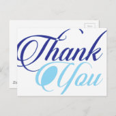 Blauw dank u script typografie briefkaart (Voorkant / Achterkant)