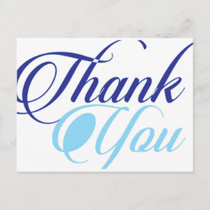 Blauw dank u script typografie briefkaart