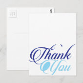 Blauw dank u script typografie briefkaart (Voorkant / Achterkant)