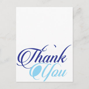 Blauw dank u script typografie briefkaart