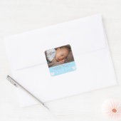 Blauw Dank U Sticker met de foto van uw baby (Envelop)