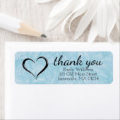 Blauw Dank u Terugkeeradresetiketten met Hart Etiket (Insitu)