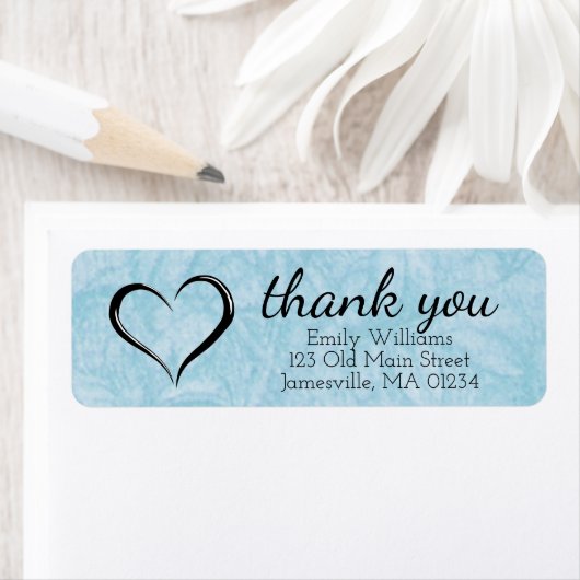 Blauw Dank u Terugkeeradresetiketten met Hart Etiket (Insitu)