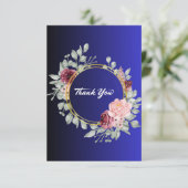 Blauw dank u wenskaarten bedankkaart (Staand voorkant)