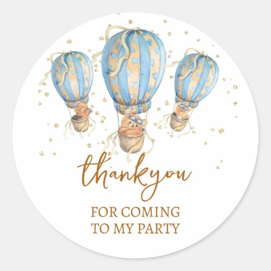 Blauw dank voor uw komst Klassieke Sticker rond de (Voorkant)