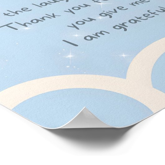 Blauw dankbaar kindergebed poster (Hoek)