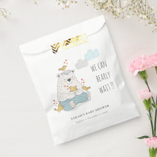 Blauw dat we kunnen wachten op Beer vogelpest Baby Bedankzakje (Gezegeld)