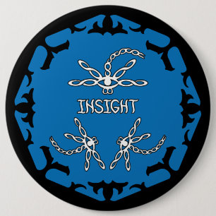 Blauw, de 3de Libellen van het "Inzicht" van Ronde Button 6,0 Cm