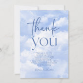 Blauw De Bruid Is Op Wolk Nine Bruiloftsfeest Bedankkaart (Voorkant)