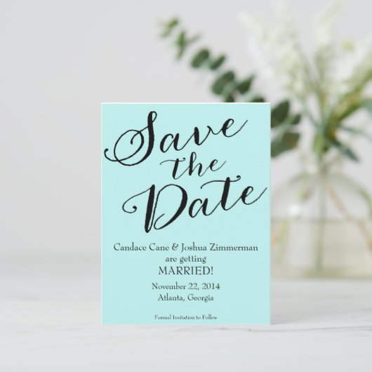 Blauw De datum opslaan Aankondigingskaart (Staand voorkant)