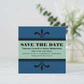 Blauw/de Fancy Kunst deco sparen de Datum uitnodig Save The Date (Staand voorkant)