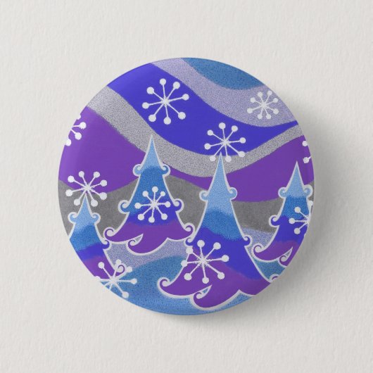 Blauw de knoopkenteken van de Bomen van de winter Ronde Button 5,7 Cm (Voorkant)