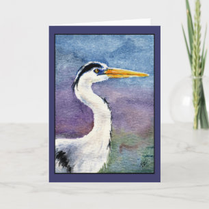 Blauw de notakaart of wenskaart van de Reiger Kaart