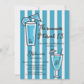 Blauw De Zomer Dat Ik 13 Werd Mocktail Verjaardag Kaart (Voorkant)