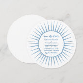 Blauw Deco Retro sparen de Datum uitnodigen Kaart (Voorkant / Achterkant)