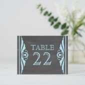 Blauw decochrokbord Tabelnummer Briefkaart (Staand voorkant)