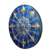 Blauw decoratief bloemendartbord dartbord (Voorkant Rechts)