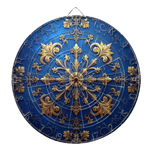 Blauw decoratief bloemendartbord dartbord (Voorkant)